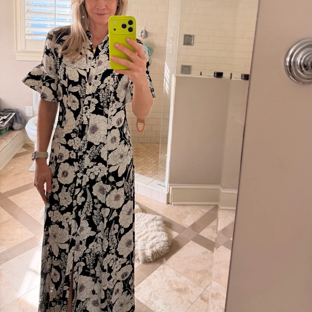 MAEVE Anthropologie Floral Maxi Shirt Dress XS - Picture 6 of 8